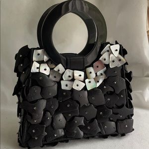 Wood Pearl lucite handle handbag handmade beach cruise Florida Miami